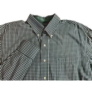 IZOD Mens Size L Green Pliad Button Up Long Sleeve Sleeve Cotton Shirt Pocket